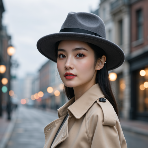 三十二岁左右女性头像,穿时尚外套,简约背景,专业艺术形象