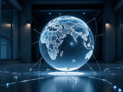未来科技概念图,数字化地球,连接全球网络,科技感强烈,蓝色调为主